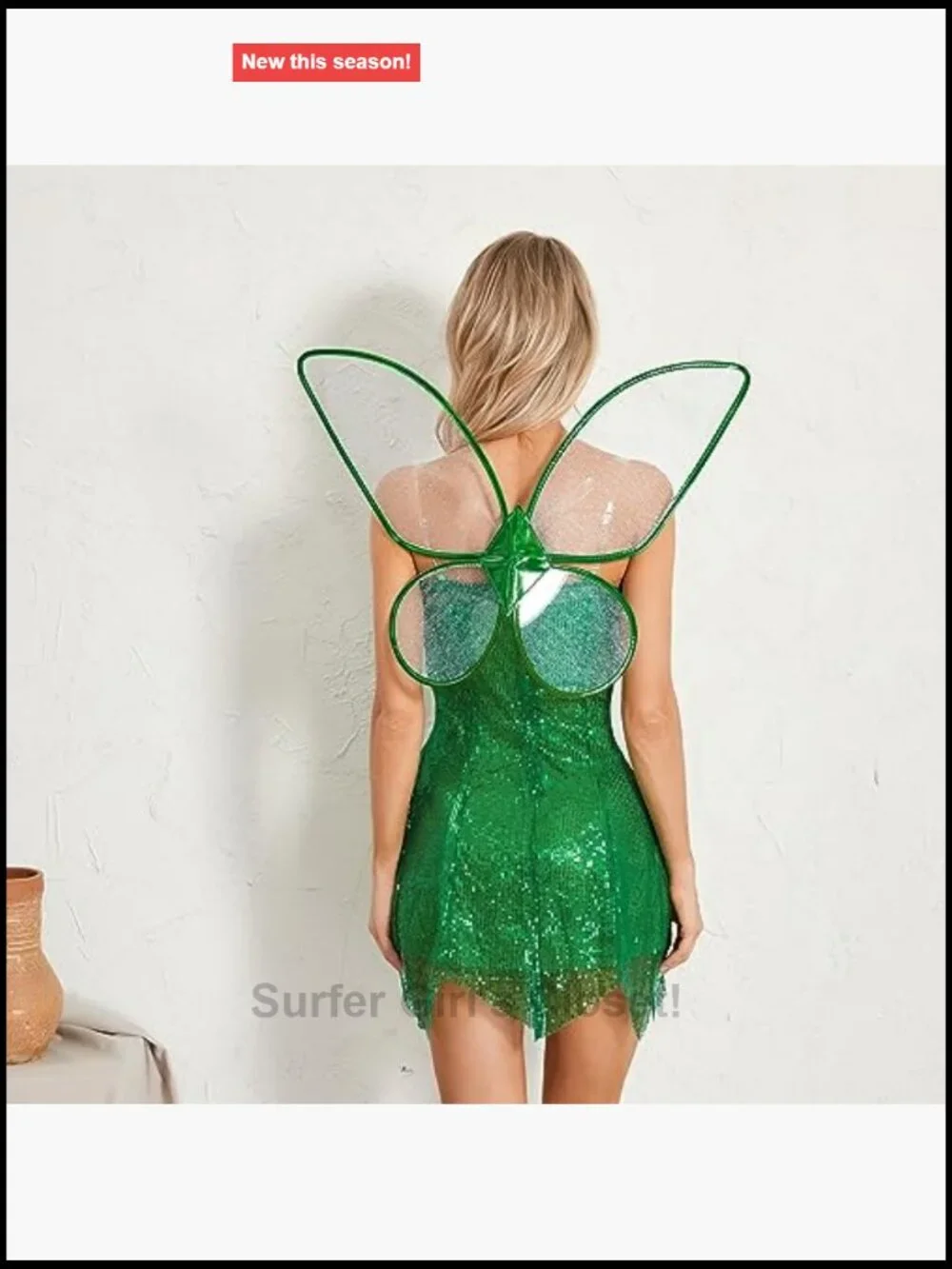 Women's Deluxe Green Ivy Sequin Fairy Dress with Headpiece & Gloves